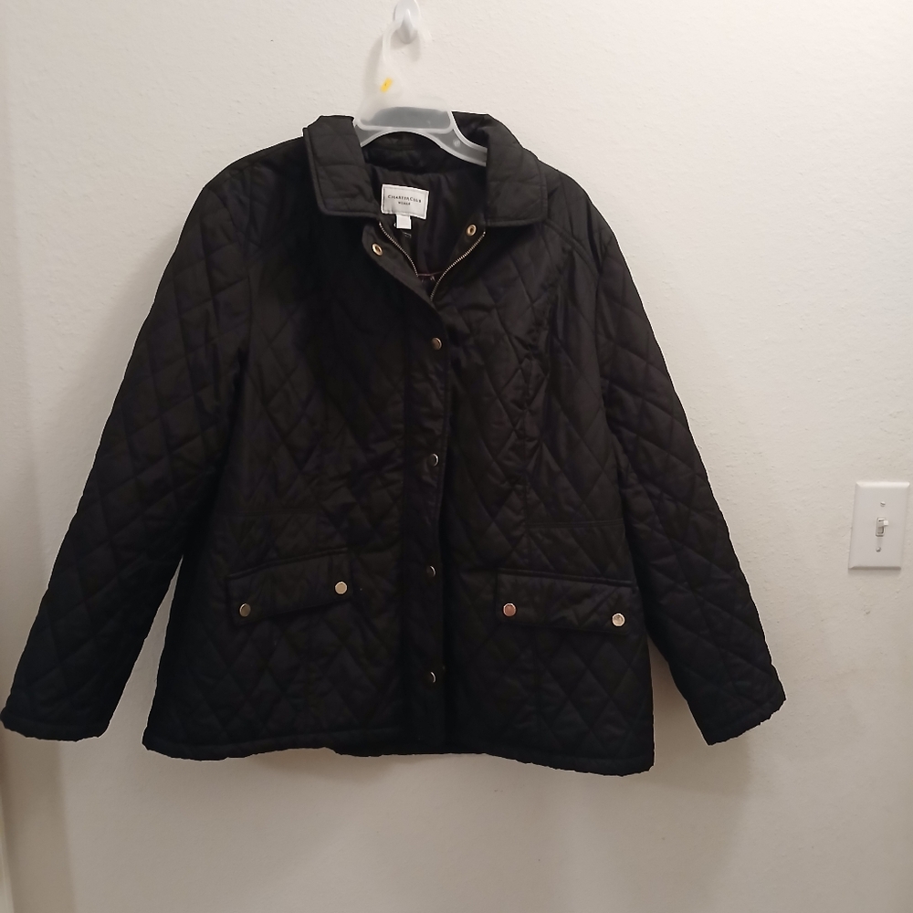 Charter Club Women Quilted Jacket Size 2x Black Gorpcore Outdoor Fall Wear